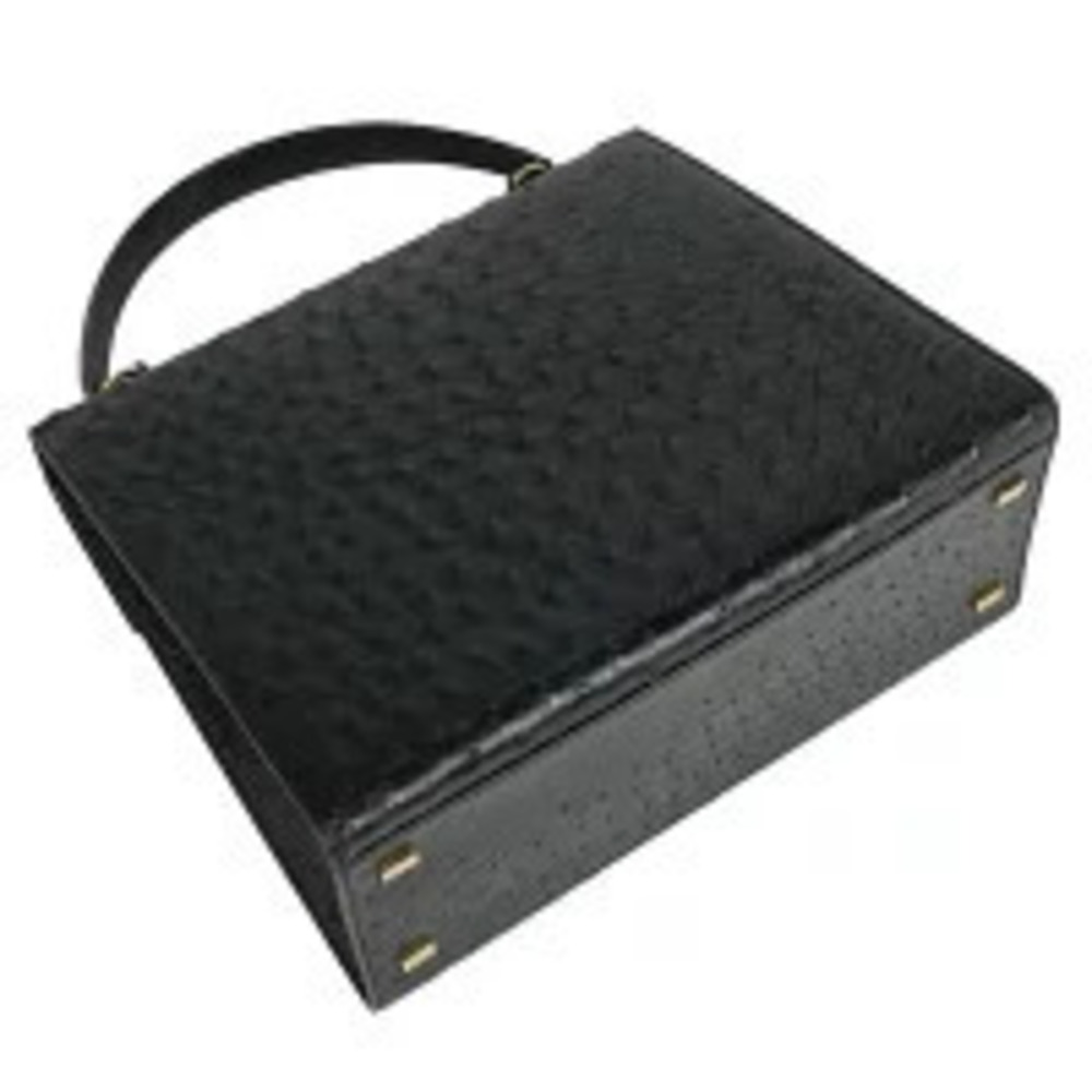 Celine Tote Bag Handbag Leather Ostrich Black